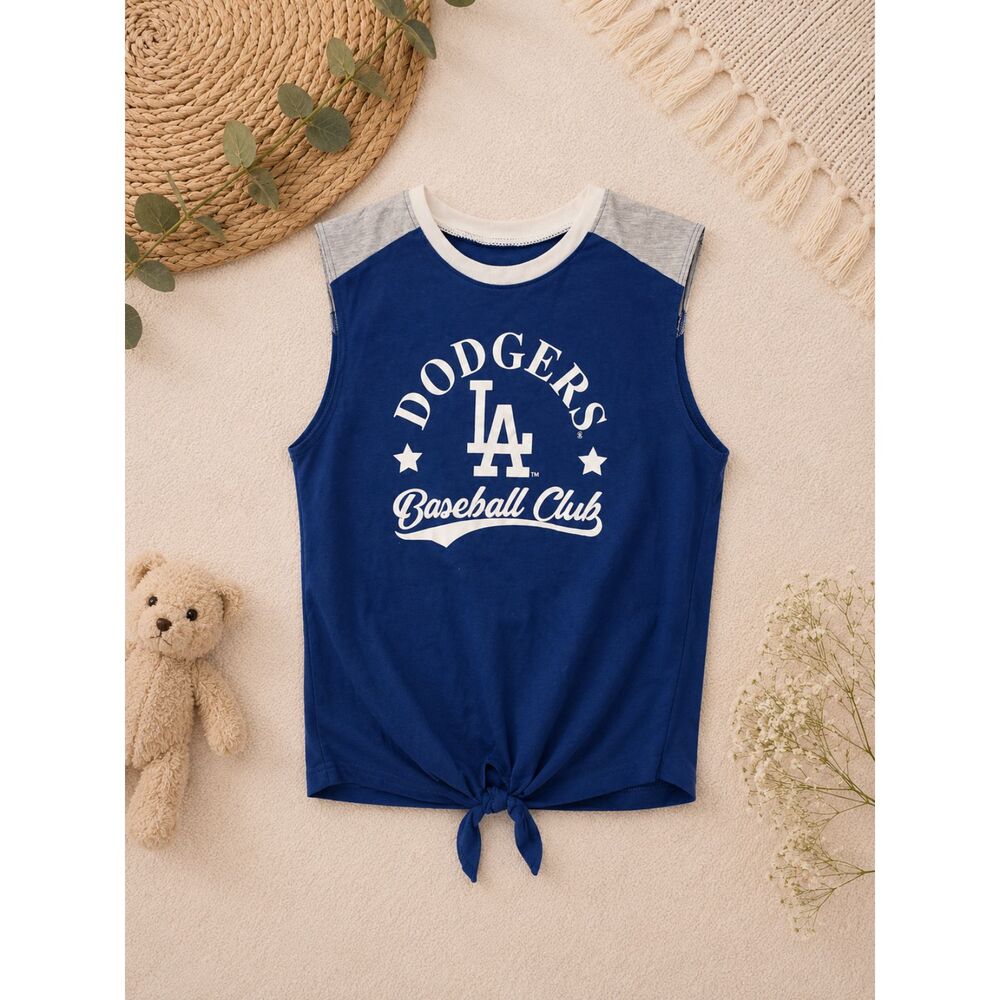 MLB Los Angeles Dodgers Baseball Club Tie Front Tank Top Women's Large Blue